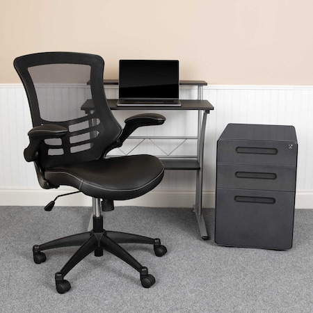 Flash Furniture Black Desk, Chair, Cabinet Set BLN-CLIFAPX5L-BK-GG